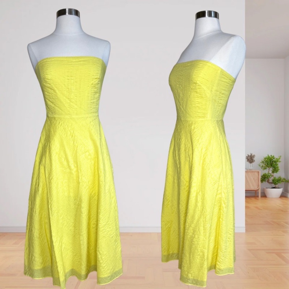 J. Crew Cotton Yellow Strapless Pleated Sundress- Size 2- new with tags